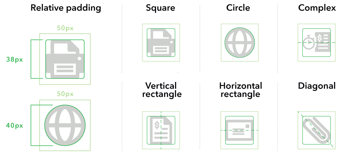 Icon spacing diagram